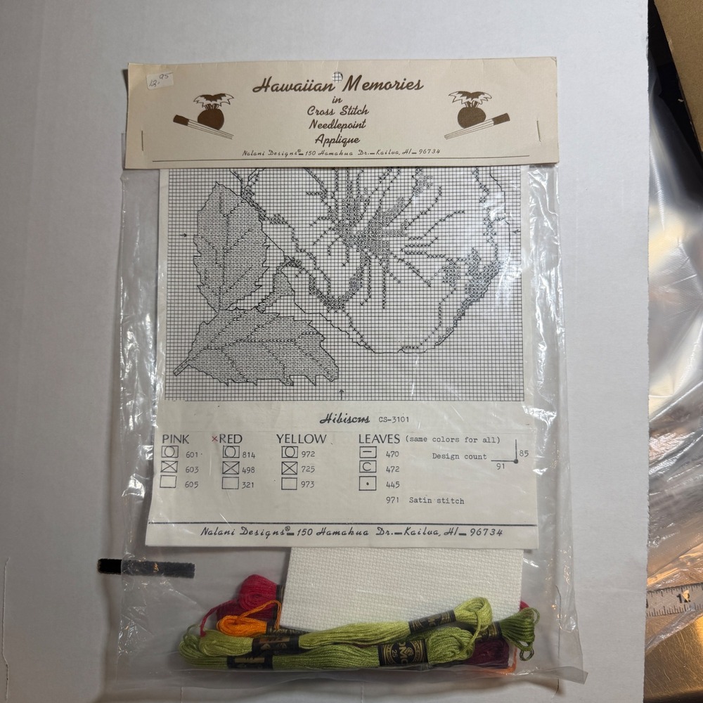 Nalani Designs Hawaiian Memories Hibiscus Cross Stitch Pattern Vintage‎ New